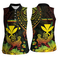 Personalised Hawaii Women Sleeveless Polo Shirt Kanaka Maoli With Hammerhead Shark