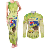 New Zealand Kiwi Couples Matching Tank Maxi Dress and Long Sleeve Button Shirt I Just Really Like Kiwis