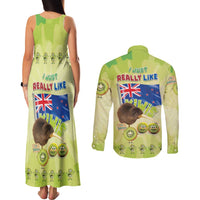 New Zealand Kiwi Couples Matching Tank Maxi Dress and Long Sleeve Button Shirt I Just Really Like Kiwis