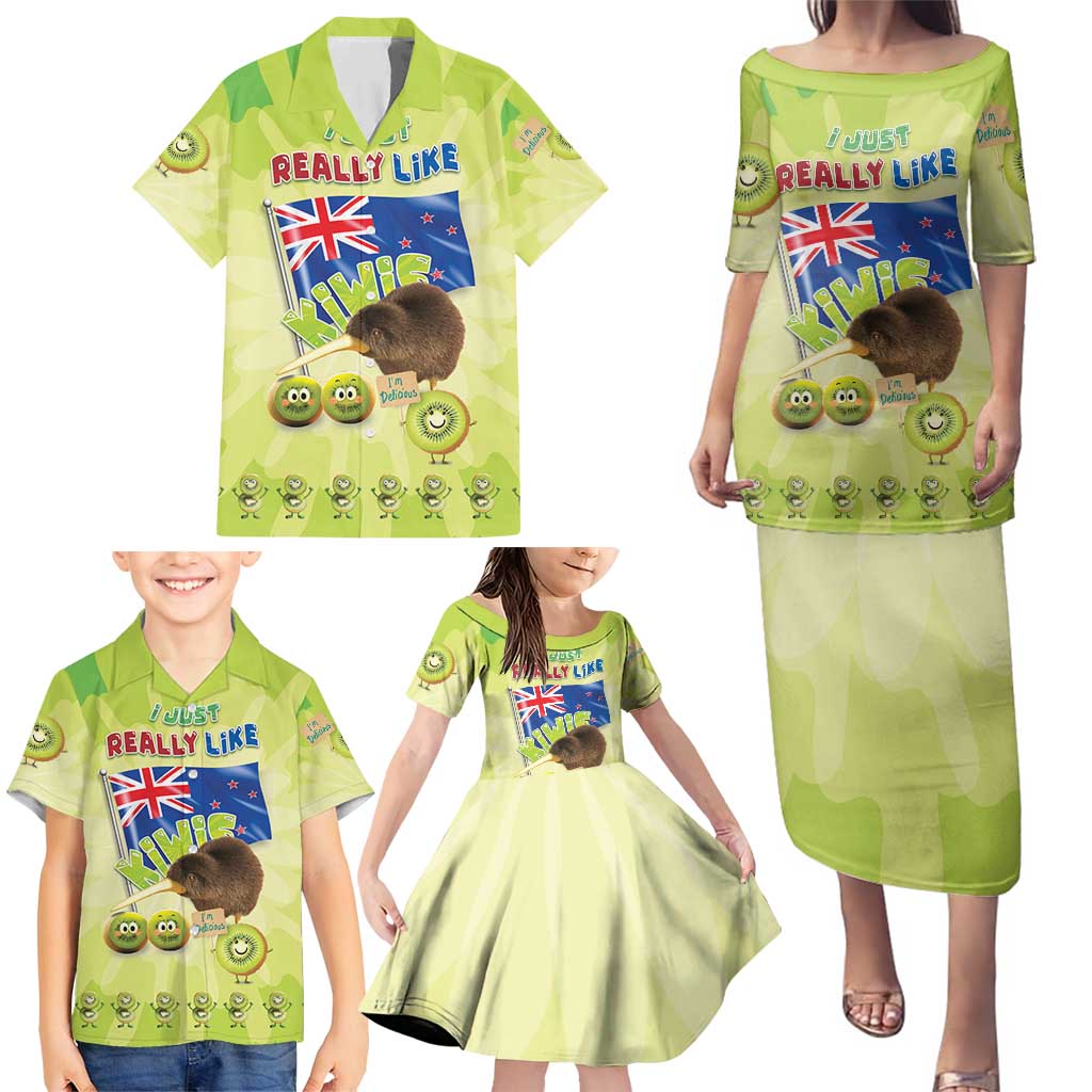 New Zealand Kiwi Family Matching Puletasi and Hawaiian Shirt I Just Really Like Kiwis