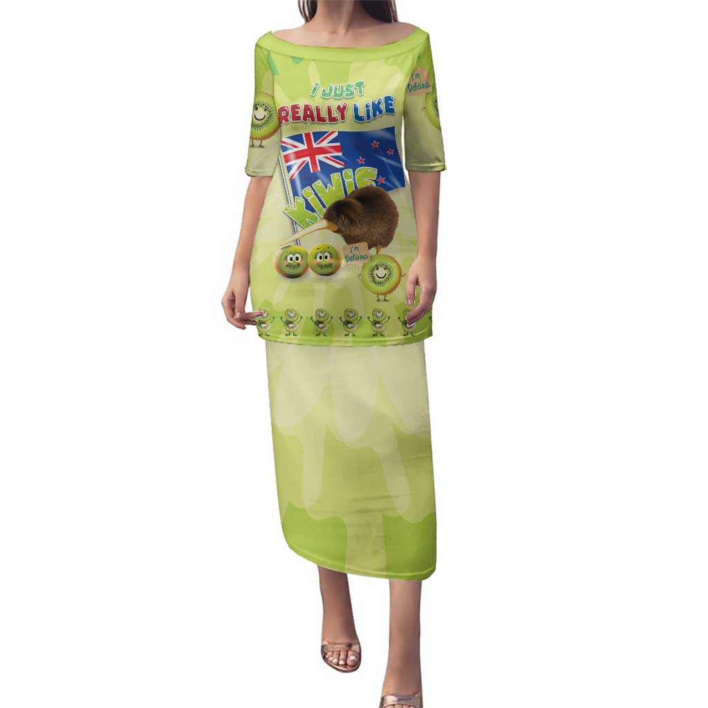 New Zealand Kiwi Family Matching Puletasi and Hawaiian Shirt I Just Really Like Kiwis