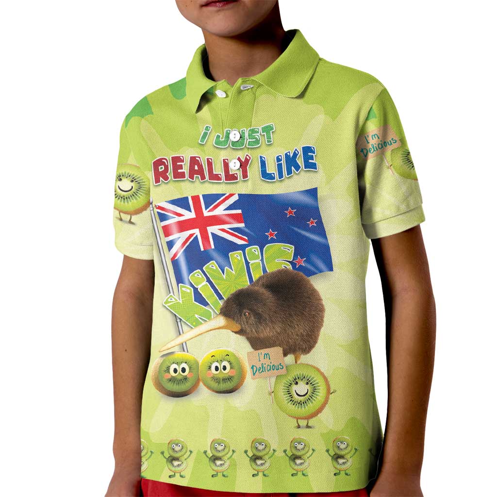 New Zealand Kiwi Kid Polo Shirt I Just Really Like Kiwis DT04 Kid Green - Polynesian Pride
