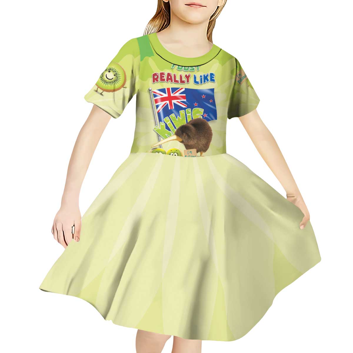 New Zealand Kiwi Kid Short Sleeve Dress I Just Really Like Kiwis