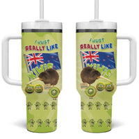 New Zealand Kiwi Tumbler With Handle I Just Really Like Kiwis DT04 One Size: 40 oz Green - Polynesian Pride