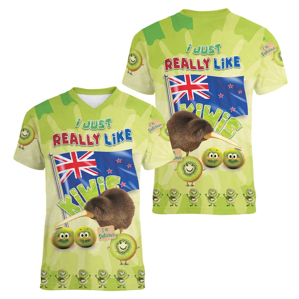 New Zealand Kiwi Women V-Neck T-Shirt I Just Really Like Kiwis