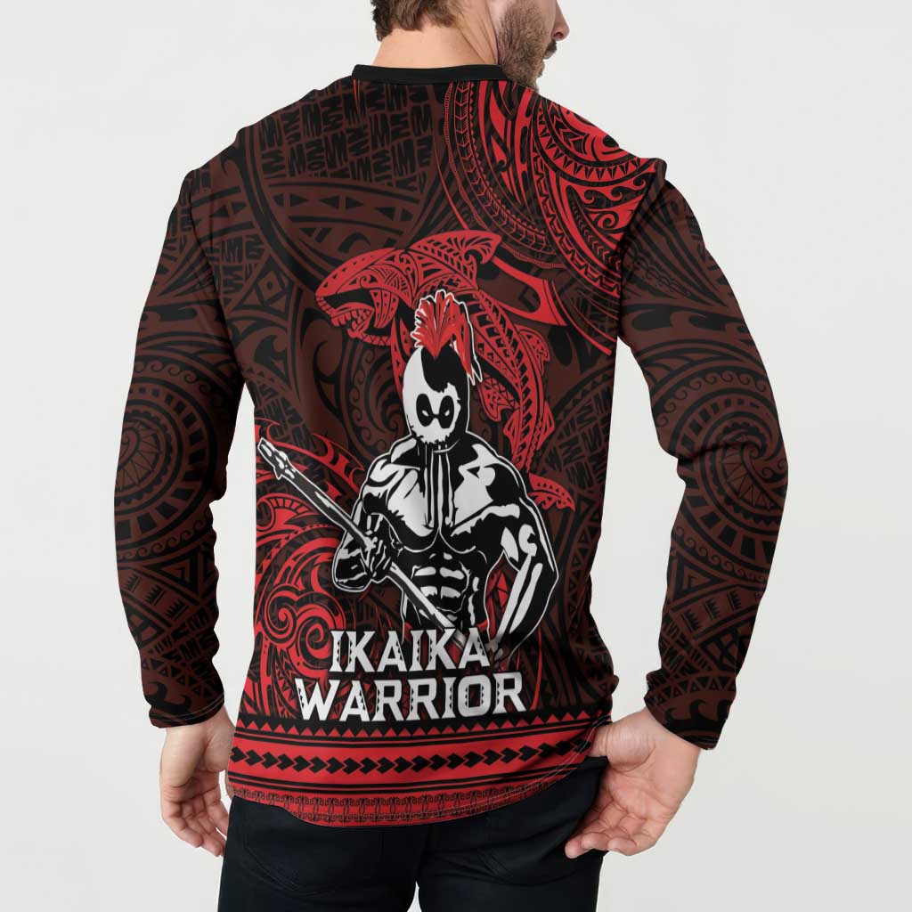 Hawaii Ikaika Warrior Button Sweatshirt Hawaiian Tribal Tattoo
