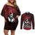 Hawaii Ikaika Warrior Couples Matching Off Shoulder Short Dress and Long Sleeve Button Shirt Hawaiian Tribal Tattoo
