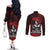 Hawaii Ikaika Warrior Couples Matching Off The Shoulder Long Sleeve Dress and Long Sleeve Button Shirt Hawaiian Tribal Tattoo