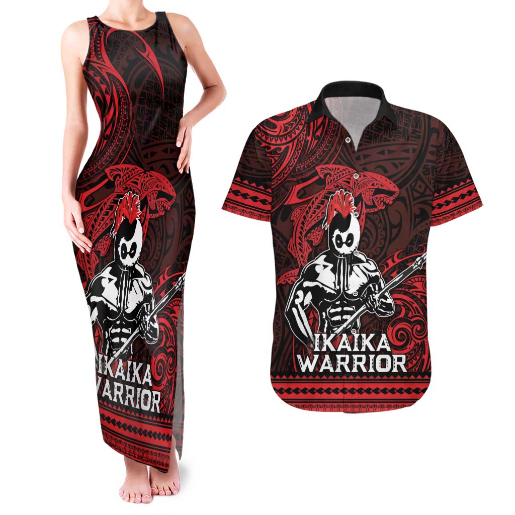 Hawaii Ikaika Warrior Couples Matching Tank Maxi Dress and Hawaiian Shirt Hawaiian Tribal Tattoo