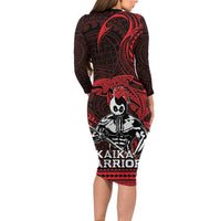 Hawaii Ikaika Warrior Family Matching Long Sleeve Bodycon Dress and Hawaiian Shirt Hawaiian Tribal Tattoo