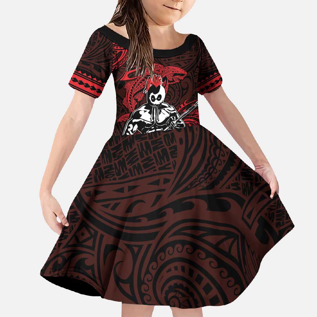 Hawaii Ikaika Warrior Family Matching Off Shoulder Maxi Dress and Hawaiian Shirt Hawaiian Tribal Tattoo