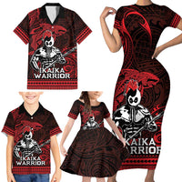 Hawaii Ikaika Warrior Family Matching Short Sleeve Bodycon Dress and Hawaiian Shirt Hawaiian Tribal Tattoo