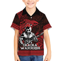 Hawaii Ikaika Warrior Family Matching Short Sleeve Bodycon Dress and Hawaiian Shirt Hawaiian Tribal Tattoo