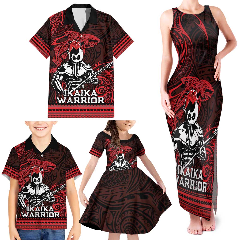 Hawaii Ikaika Warrior Family Matching Tank Maxi Dress and Hawaiian Shirt Hawaiian Tribal Tattoo