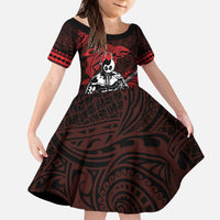 Hawaii Ikaika Warrior Kid Short Sleeve Dress Hawaiian Tribal Tattoo