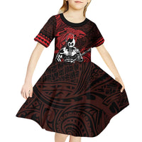 Hawaii Ikaika Warrior Kid Short Sleeve Dress Hawaiian Tribal Tattoo