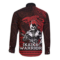 Hawaii Ikaika Warrior Long Sleeve Button Shirt Hawaiian Tribal Tattoo