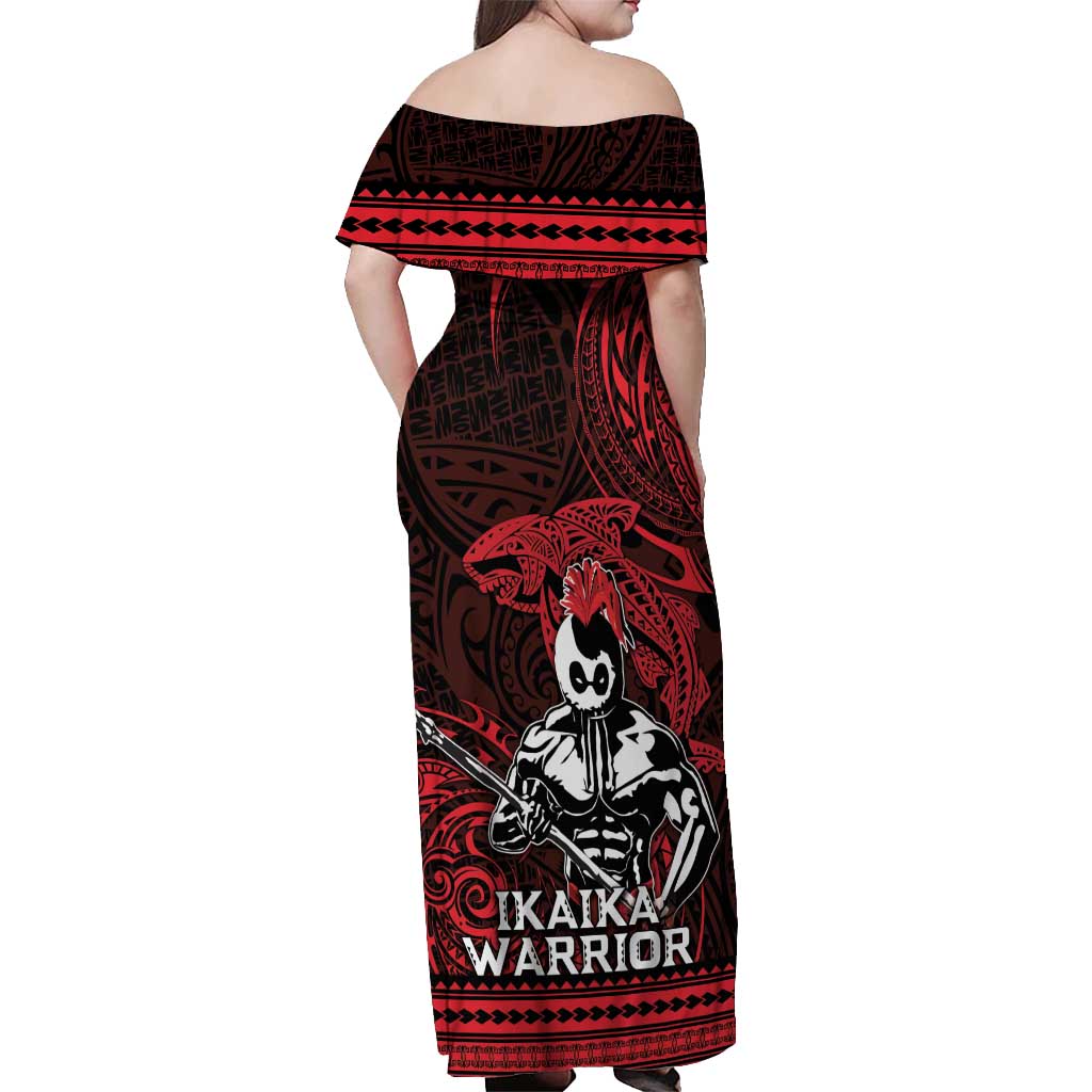 Hawaii Ikaika Warrior Off Shoulder Maxi Dress Hawaiian Tribal Tattoo