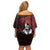 Hawaii Ikaika Warrior Off Shoulder Short Dress Hawaiian Tribal Tattoo