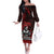 Hawaii Ikaika Warrior Off The Shoulder Long Sleeve Dress Hawaiian Tribal Tattoo
