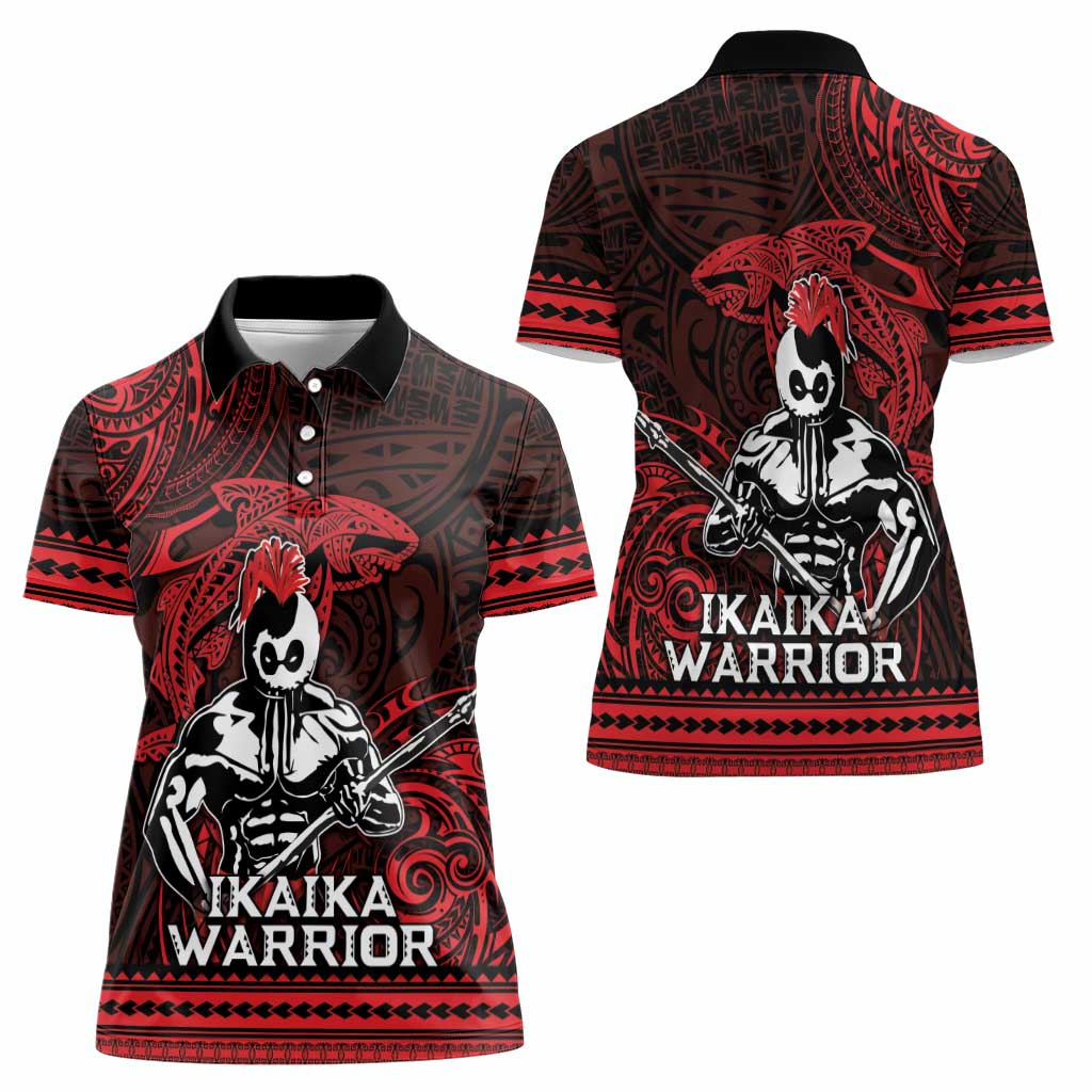 Hawaii Ikaika Warrior Women Polo Shirt Hawaiian Tribal Tattoo