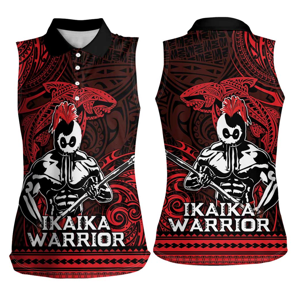 Hawaii Ikaika Warrior Women Sleeveless Polo Shirt Hawaiian Tribal Tattoo