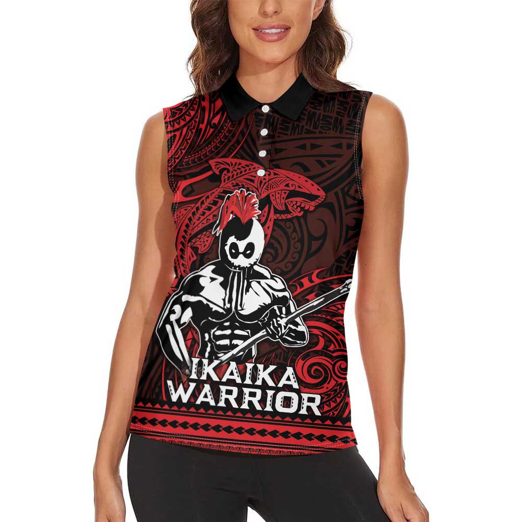 Hawaii Ikaika Warrior Women Sleeveless Polo Shirt Hawaiian Tribal Tattoo