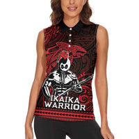 Hawaii Ikaika Warrior Women Sleeveless Polo Shirt Hawaiian Tribal Tattoo
