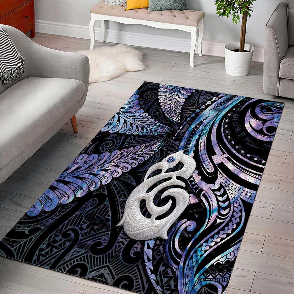New Zealand Aotearoa Area Rug Maori Hei Manaia Purple Paua Shell