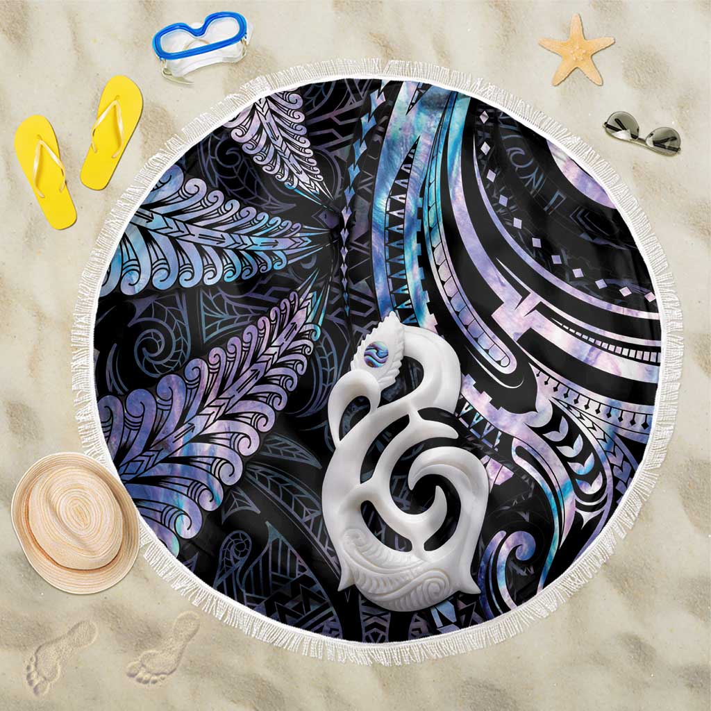 New Zealand Aotearoa Beach Blanket Maori Hei Manaia Purple Paua Shell