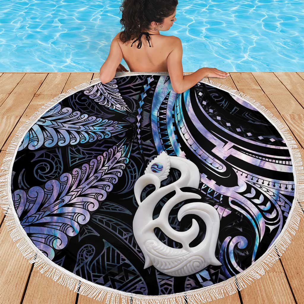 New Zealand Aotearoa Beach Blanket Maori Hei Manaia Purple Paua Shell