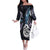 New Zealand Aotearoa Family Matching Off The Shoulder Long Sleeve Dress and Hawaiian Shirt Maori Hei Manaia Purple Paua Shell