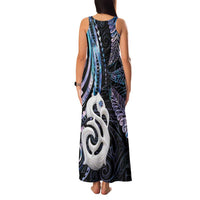 New Zealand Aotearoa Family Matching Tank Maxi Dress and Hawaiian Shirt Maori Hei Manaia Purple Paua Shell