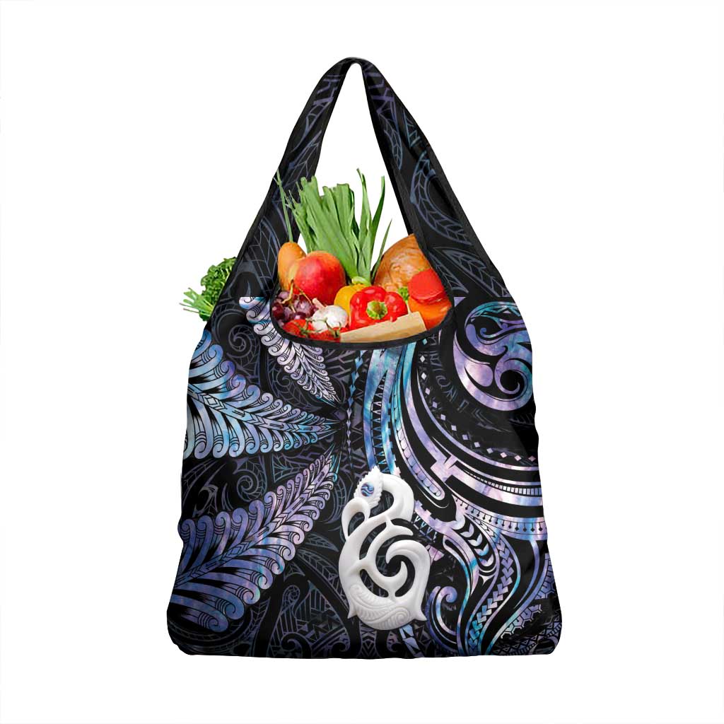 New Zealand Aotearoa Grocery Bag Maori Hei Manaia Purple Paua Shell
