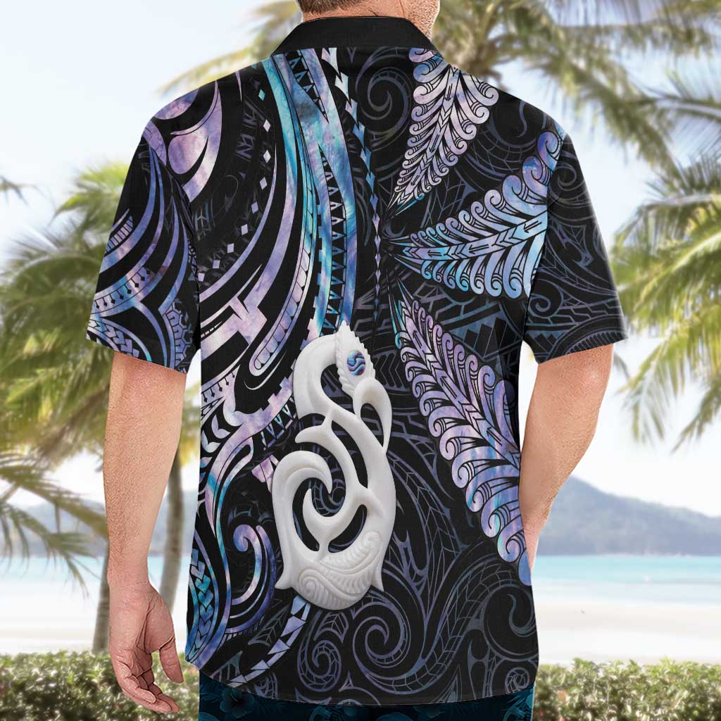 New Zealand Aotearoa Hawaiian Shirt Maori Hei Manaia Purple Paua Shell