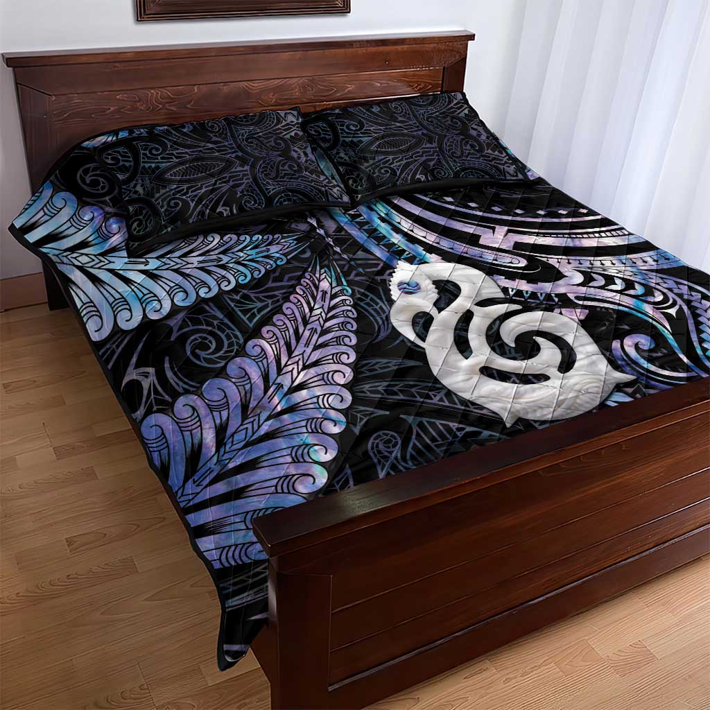 New Zealand Aotearoa Quilt Bed Set Maori Hei Manaia Purple Paua Shell