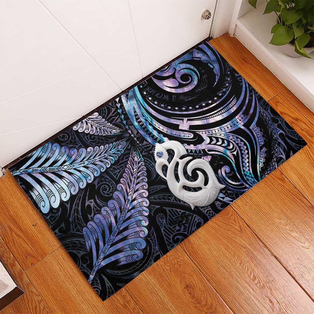 New Zealand Aotearoa Rubber Doormat Maori Hei Manaia Purple Paua Shell DT04 - Polynesian Pride