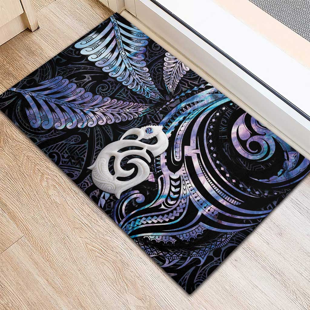 New Zealand Aotearoa Rubber Doormat Maori Hei Manaia Purple Paua Shell DT04 - Polynesian Pride