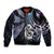 New Zealand Aotearoa Sleeve Zip Bomber Jacket Maori Hei Manaia Purple Paua Shell
