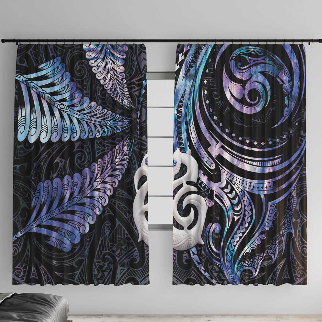 New Zealand Aotearoa Window Curtain Maori Hei Manaia Purple Paua Shell DT04 With Hooks Purple - Polynesian Pride