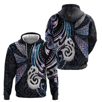 New Zealand Aotearoa Zip Hoodie Maori Hei Manaia Purple Paua Shell