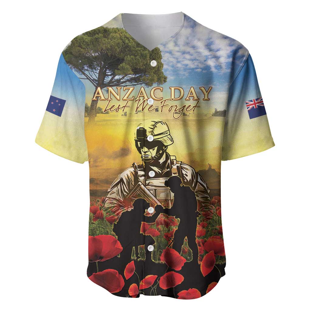 New Zealand ANZAC Day Baseball Jersey The Ode Remembrance And Poppy