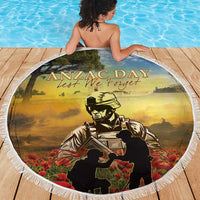 New Zealand ANZAC Day Beach Blanket The Ode Remembrance And Poppy
