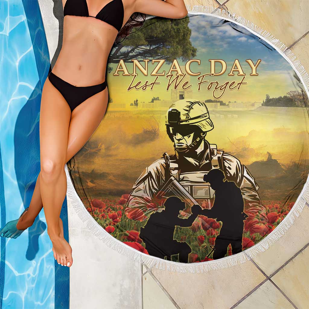 New Zealand ANZAC Day Beach Blanket The Ode Remembrance And Poppy