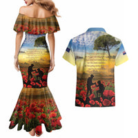 New Zealand ANZAC Day Couples Matching Mermaid Dress and Hawaiian Shirt The Ode Remembrance And Poppy