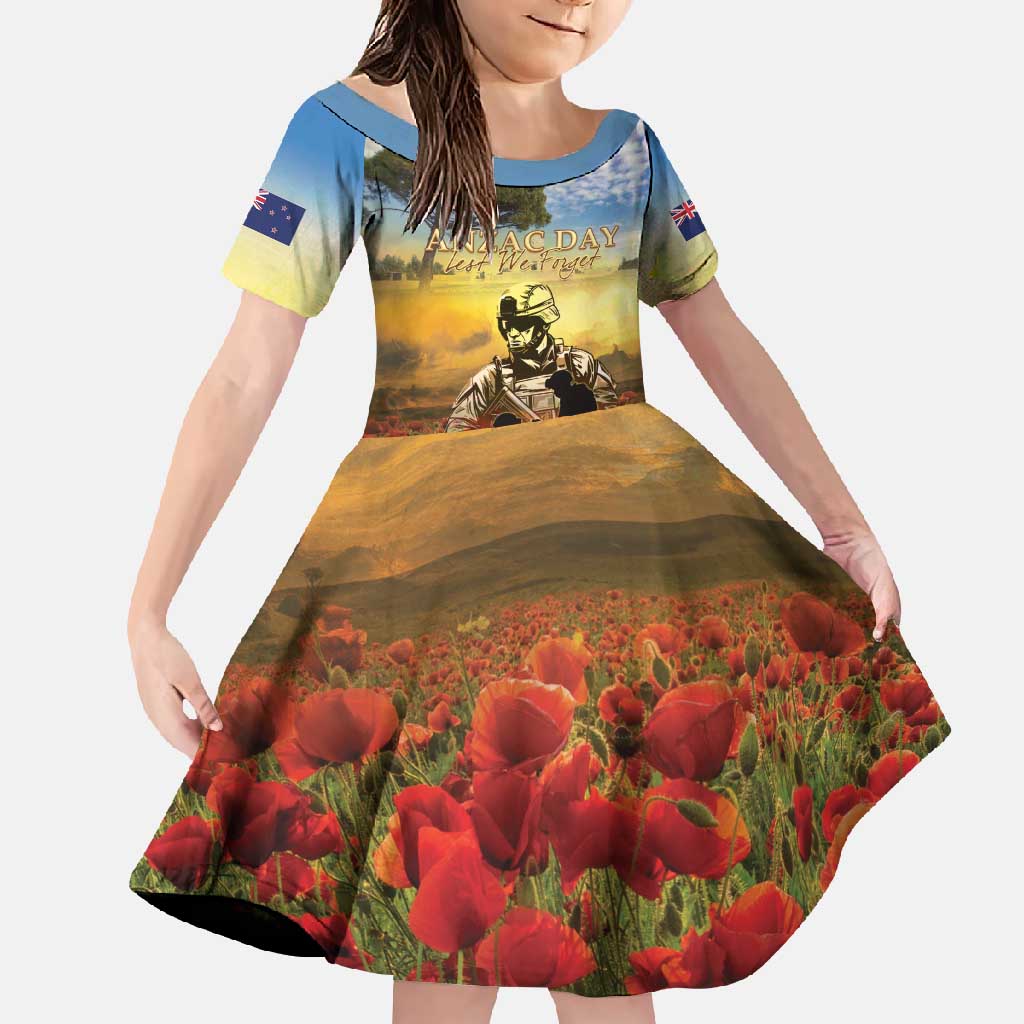 New Zealand ANZAC Day Family Matching Long Sleeve Bodycon Dress and Hawaiian Shirt The Ode Remembrance And Poppy