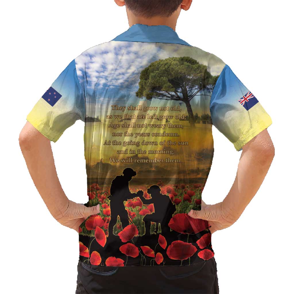 New Zealand ANZAC Day Family Matching Off Shoulder Maxi Dress and Hawaiian Shirt The Ode Remembrance And Poppy