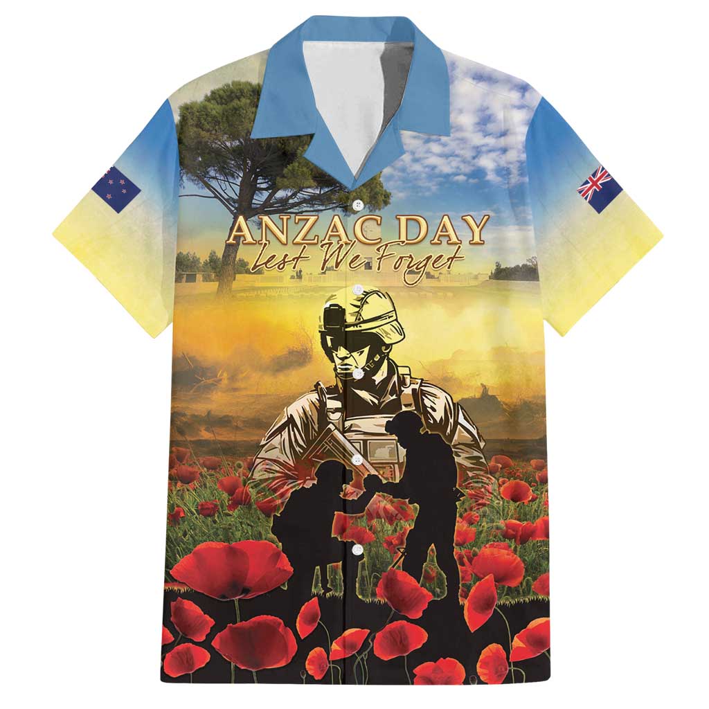 New Zealand ANZAC Day Family Matching Off Shoulder Maxi Dress and Hawaiian Shirt The Ode Remembrance And Poppy