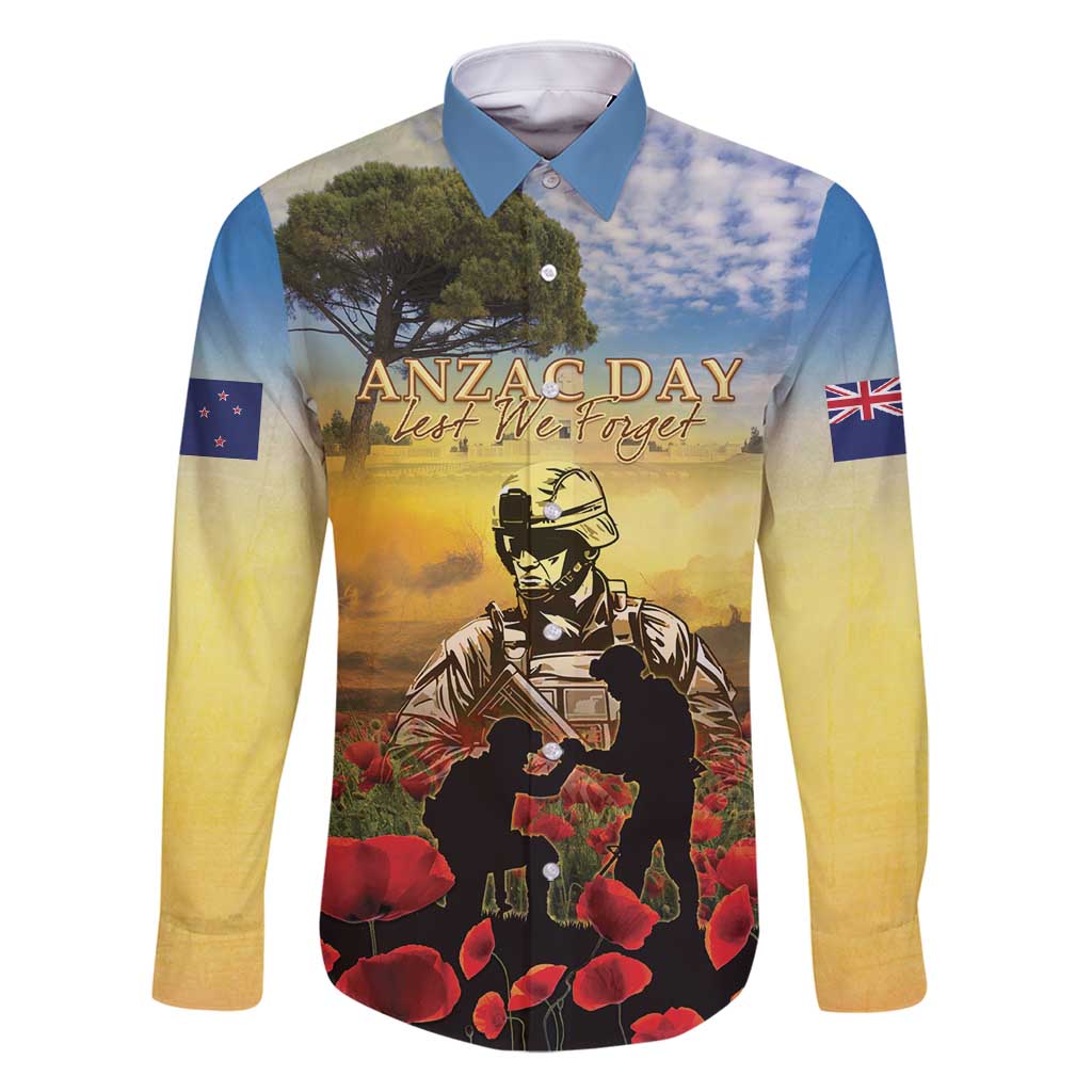 New Zealand ANZAC Day Family Matching Off Shoulder Maxi Dress and Hawaiian Shirt The Ode Remembrance And Poppy