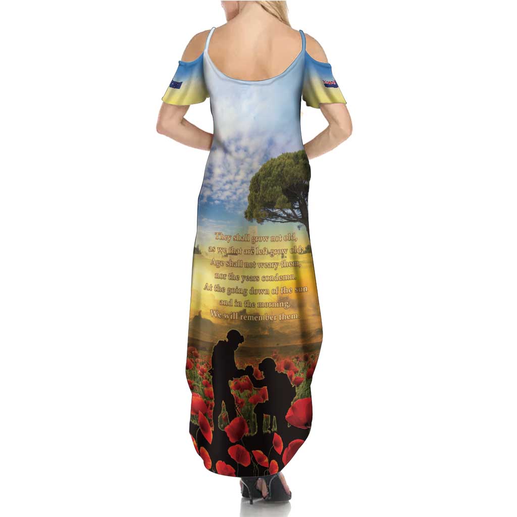 New Zealand ANZAC Day Family Matching Summer Maxi Dress and Hawaiian Shirt The Ode Remembrance And Poppy